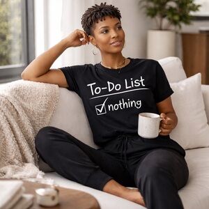 Black Graphic T-Shirt with White Print